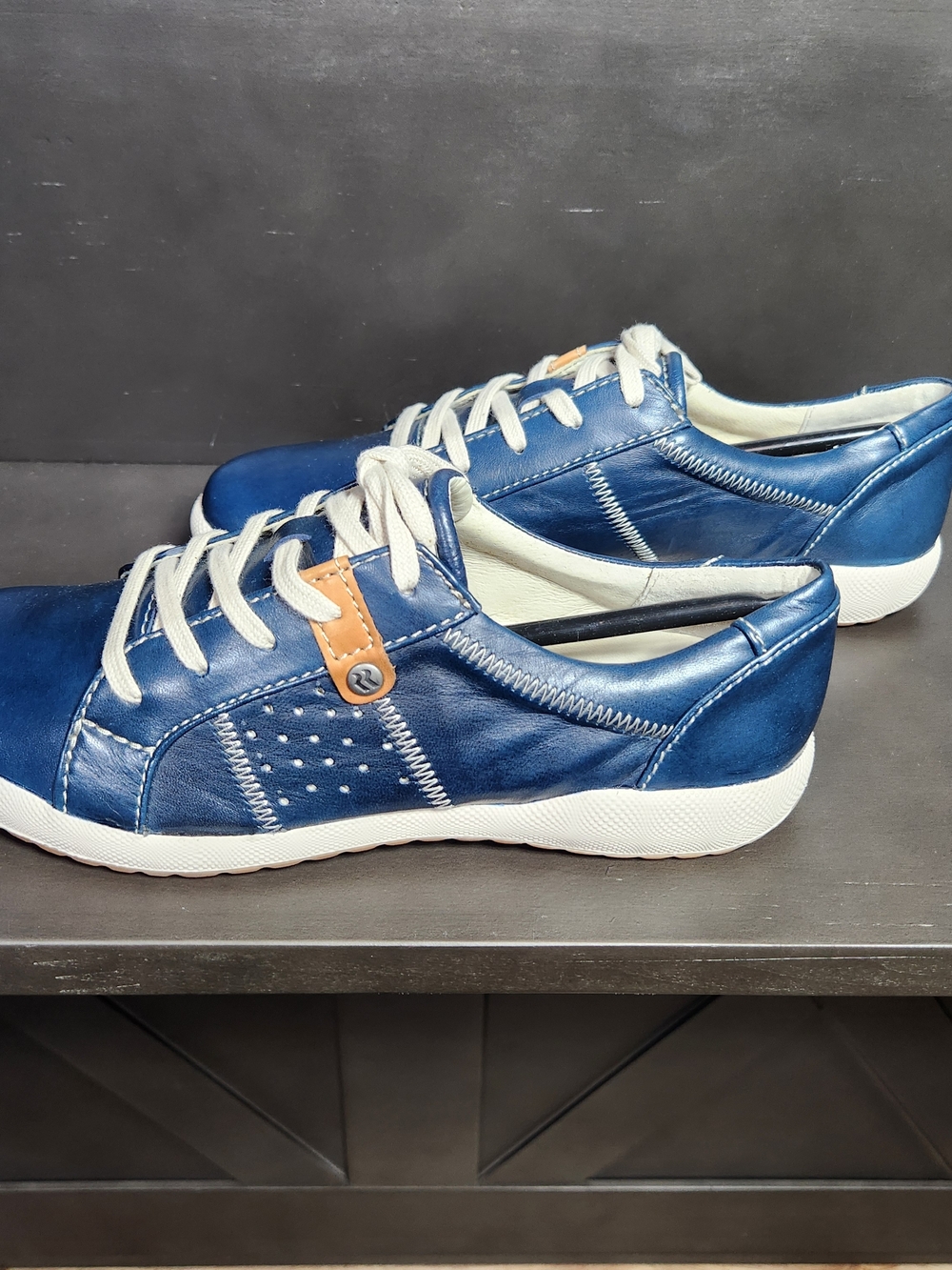 Romika Blue Leather Lace-Up Womens EU 36 US 5-5.5 Sneakers with White Soles - Picture 6 of 8